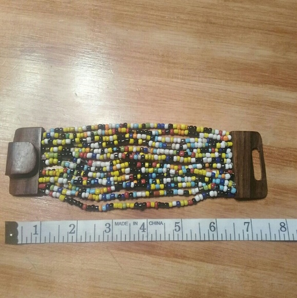 Multistrand Stretch Bracelet w/ Wood Buckle Clasp - Picture 6 of 8